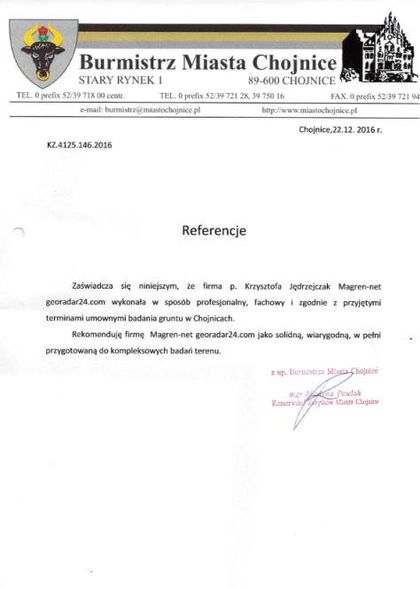 Referencje — Burmistrz Miasta Chojnice, 22 grudnia 2016
