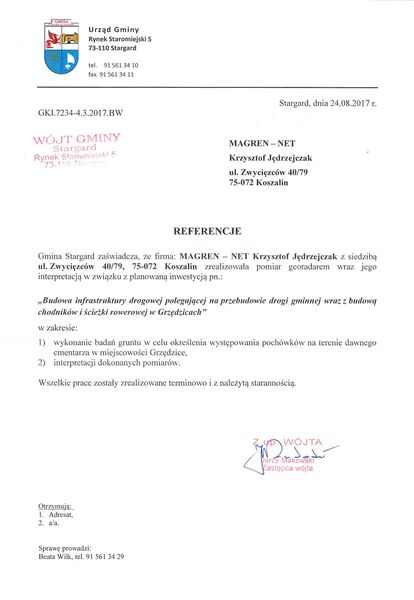 Referencje — Urząd Gminy Stargard, 24 sierpnia 2017
